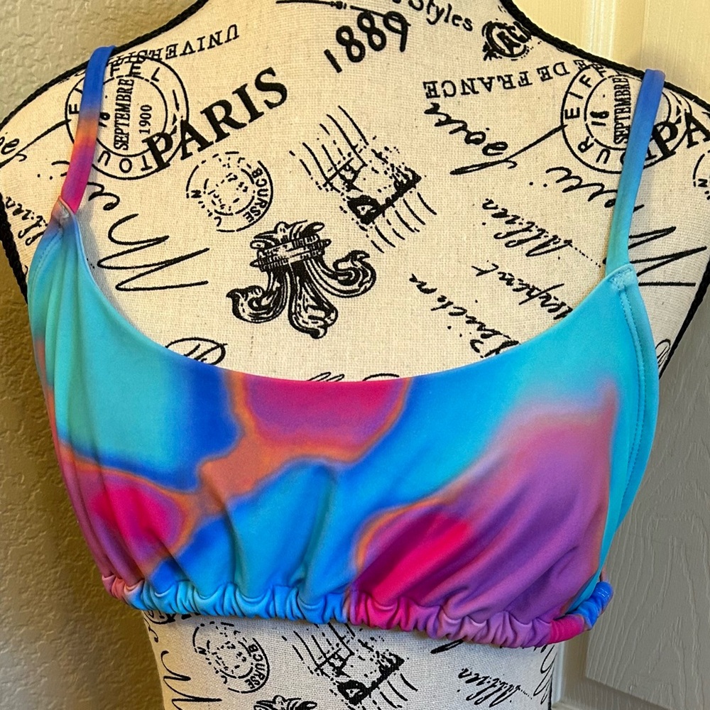 Wild fable tie dye bandeau string tie bikini top
